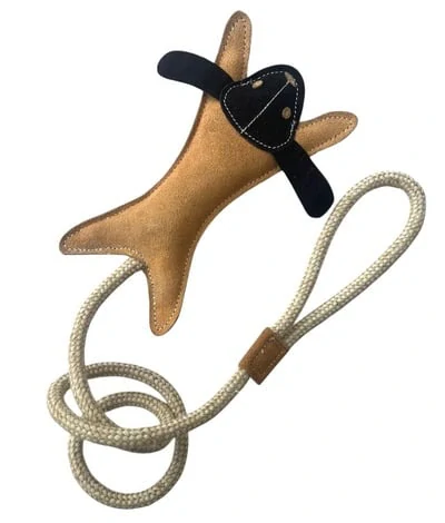 Králík kožený s jutovým lanem (23cm)