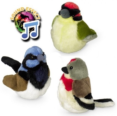Plyšový zpívající ptáček 17cm