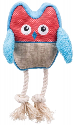 Plyšovo-látková sova s bavlněnýma nohama 24cm