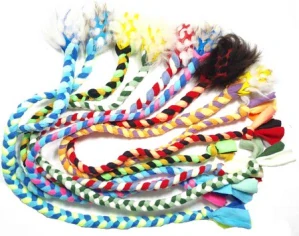 Přetahovadlo fleece+JW mini rugby míček s ovčí kožešinou (9cm/95cm)