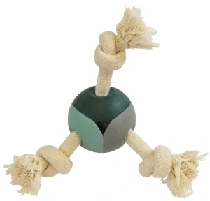 Míček z tvrdé gumy se čtyřmi bavlněnými uzly 8cm/24cm