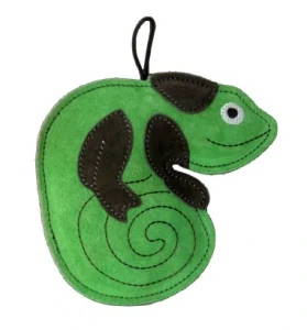 Kožený chameleon 17x16cm