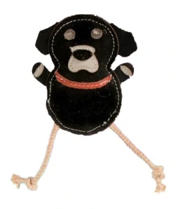 Teeny Weeny black dog pejsek kůže+sisal 15cm