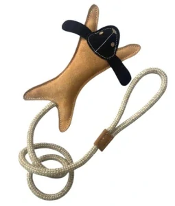 Králík kožený s jutovým lanem (23cm)