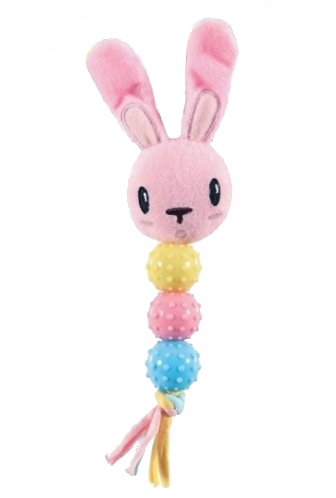 Rattle plyš+guma růžový králíček 30cm