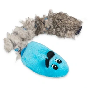 Plyšová krysa s kožešinou modrá (18+34cm ocásek)