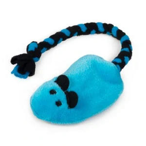 Myška plyš+fleece modrá (12cm + 21cm ocásek)