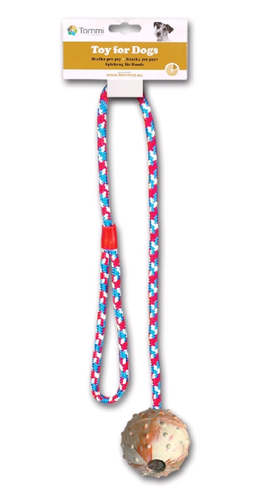 Míček na šňůře s rolničkou 6,5cm/60cm