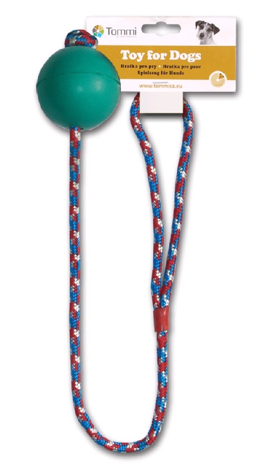 Míč na šňůře plný tvrdá guma 6,5cm/60cm
