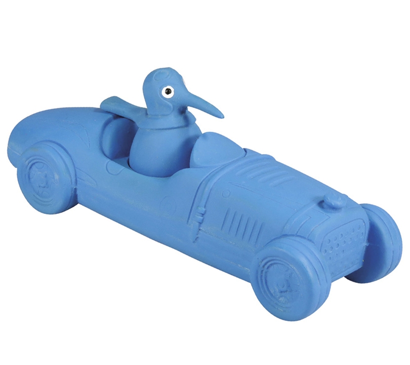 Latexový Kiwi Walker v modrém autě Bugatti 19cm