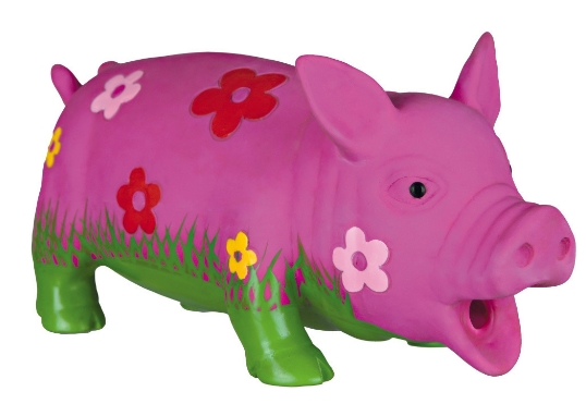 Latexové chrochtací prase s kytkami 20cm