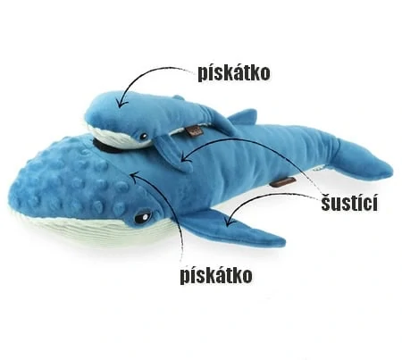 Velryby interaktivní 2v1 pískací+šustící 44cm