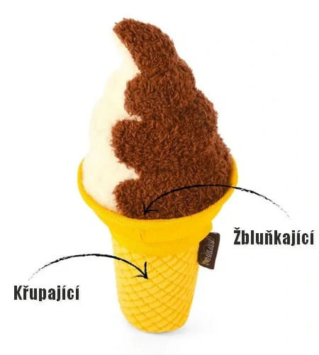 Plyšová zmrzlina křupající a žbluňkající 32,5cm
